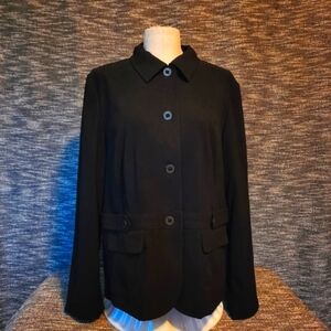 M Collection Blazer Jet Black Trendy Lightweight Jacket Long Sleeve Size 14